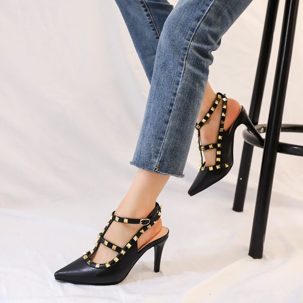 

Studded Decor Ultra High Heel Pumps, Black