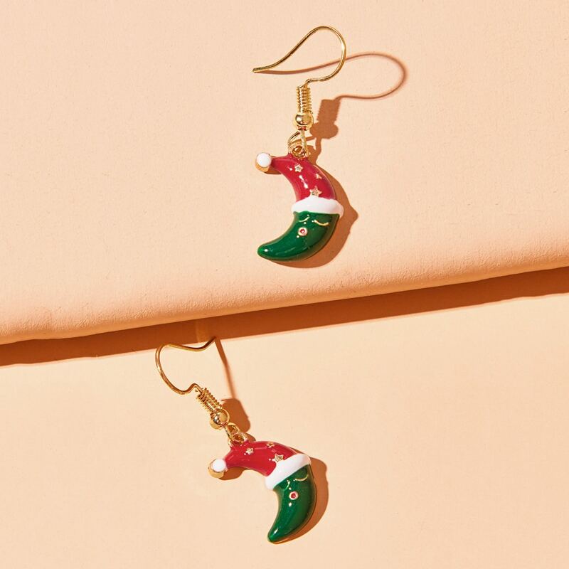 

Christmas Moon Drop Earrings, Multicolor