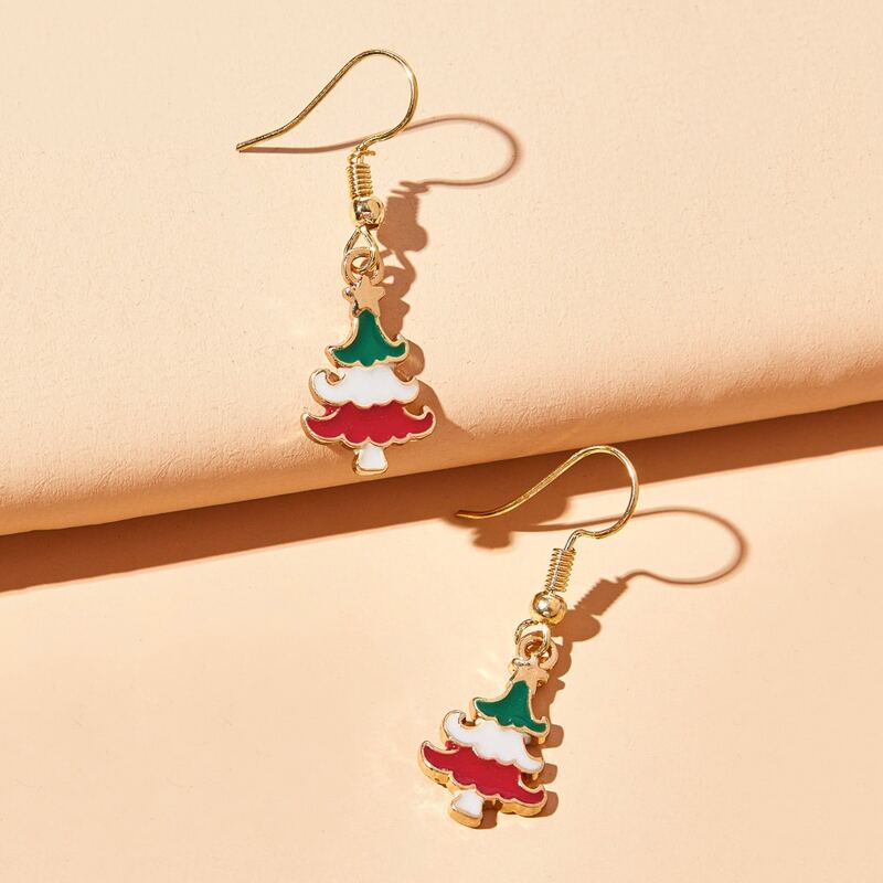 

Christmas Tree Drop Earrings, Multicolor