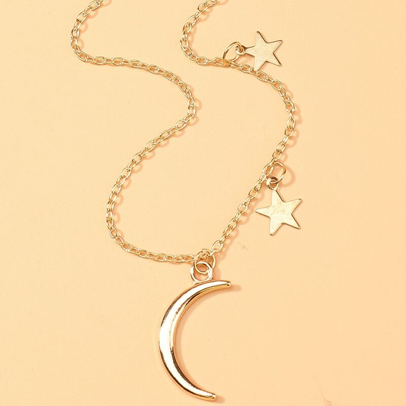 

Star & Moon Pendant Necklace, Gold