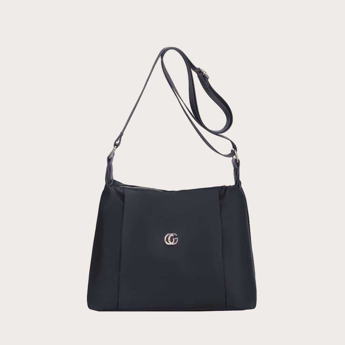 

Letter Zip Crossbody Bag, Black