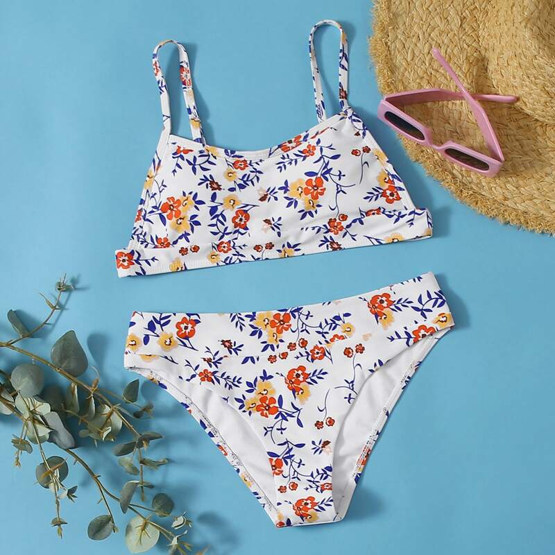 

Ditsy Floral Cami Bikini Swimsuit, Multicolor