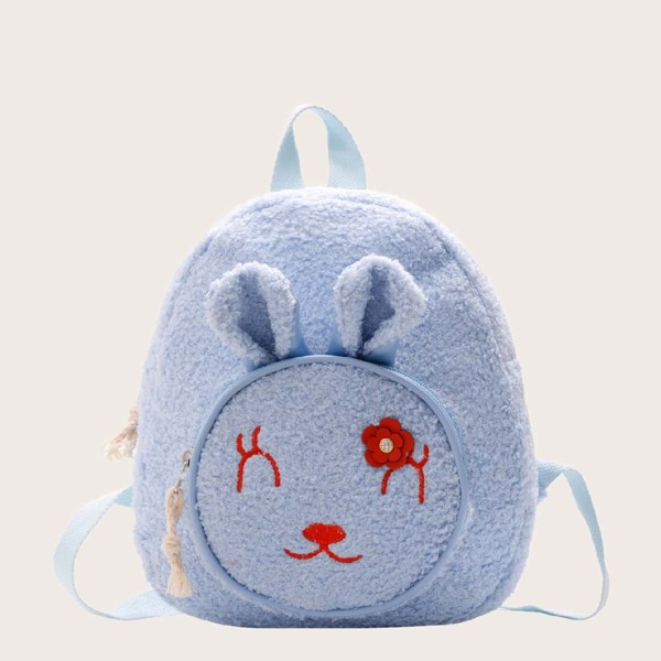 

Girls Cartoon Rabbit Design Fluffy Backpack, Blue
