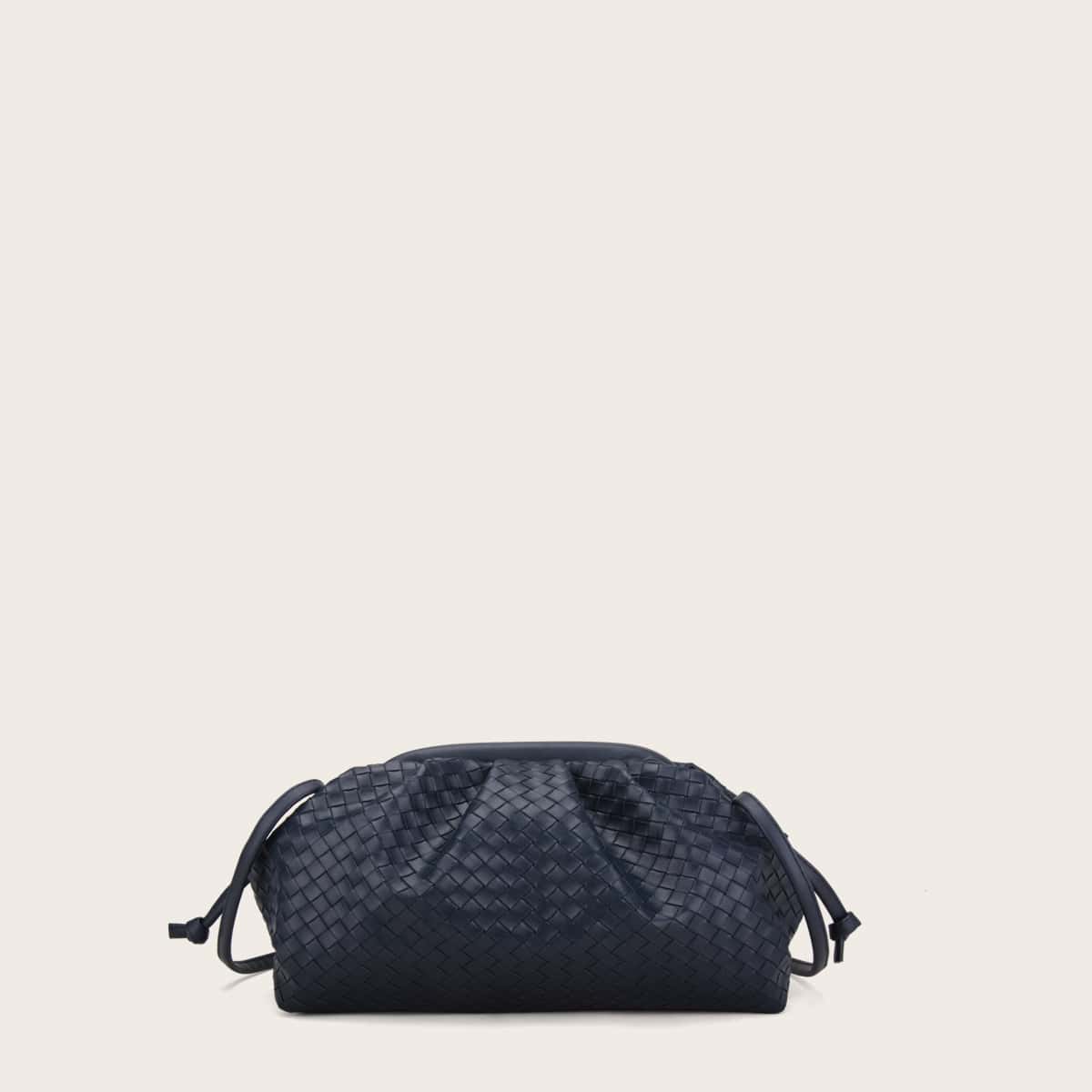 

Woven Pattern Ruched Bag, Blue