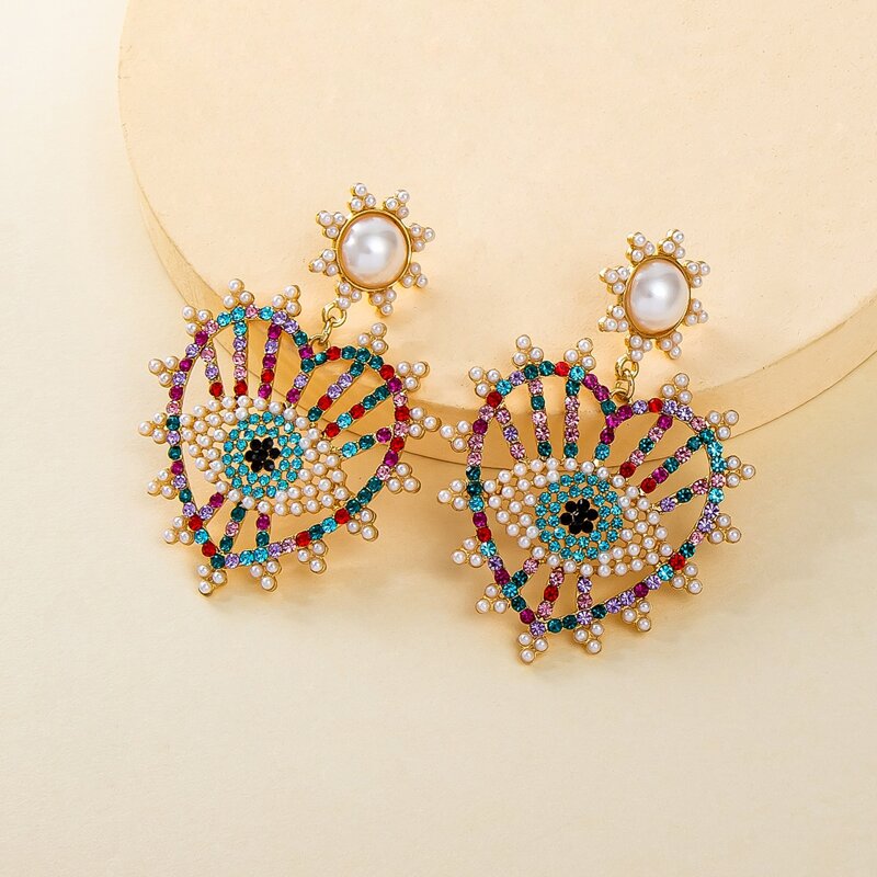 

Rhinestone Heart Drop Earrings, Multicolor