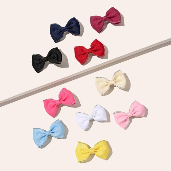 

10pcs Toddler Girls Bow Decor Hair Clip, Multicolor