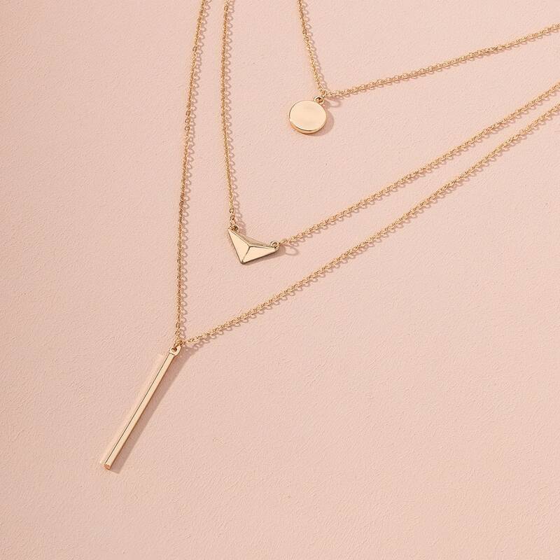 

Bar Pendant Layered Necklace, Gold