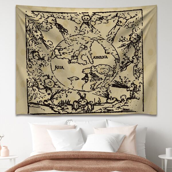 

Map Print Tapestry, Multicolor
