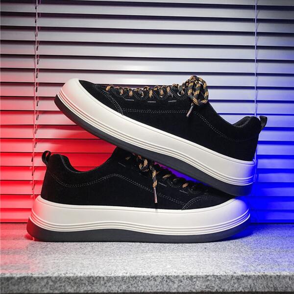 

Men Lace-up Front Wide Fit Sneakers, Black