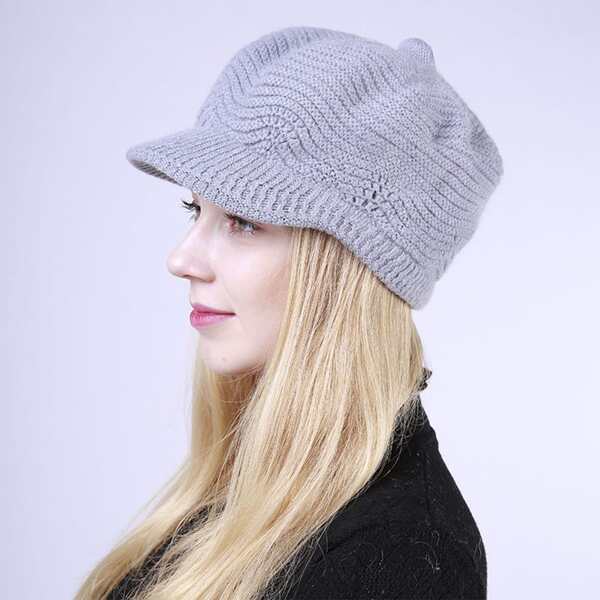 

Plain Knit Hat, Light grey