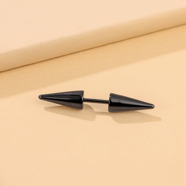 

1pc Men Structured Stud Earring, Black