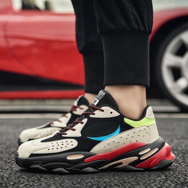 

Men Color Block Lace-up Front Sneakers, Multicolor
