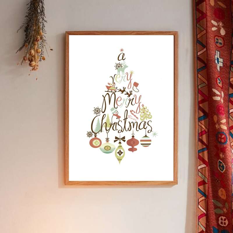 

Christmas Tree Print Wall Painting Without Frame, White