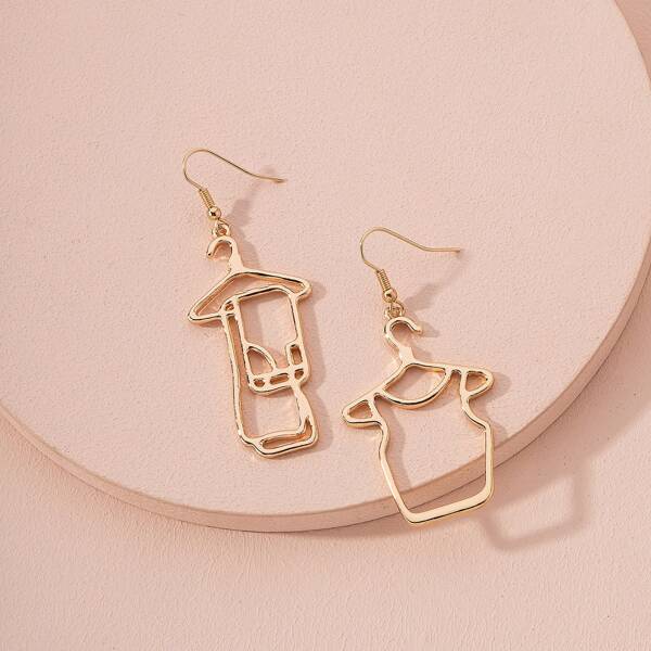 

Clothes Hanger Charm Drop Earrings, Gold