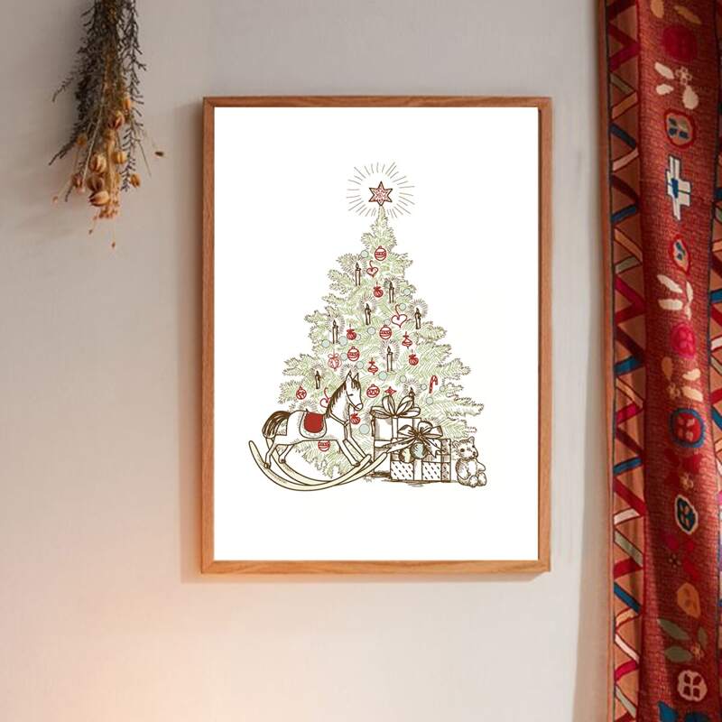 

Christmas Tree Print Wall Painting Without Frame, White