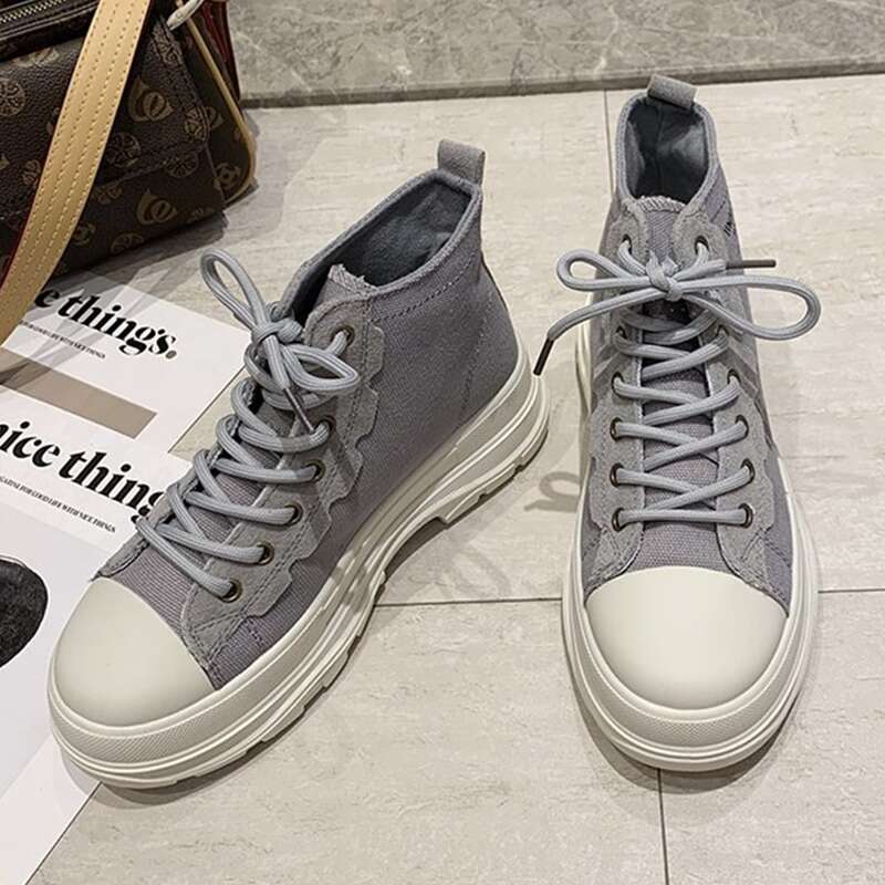 

Letter High Top Canvas Sneakers, Grey