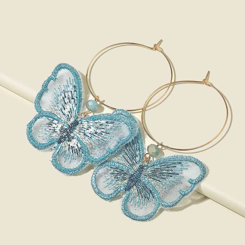

Butterfly Drop Earrings, Blue