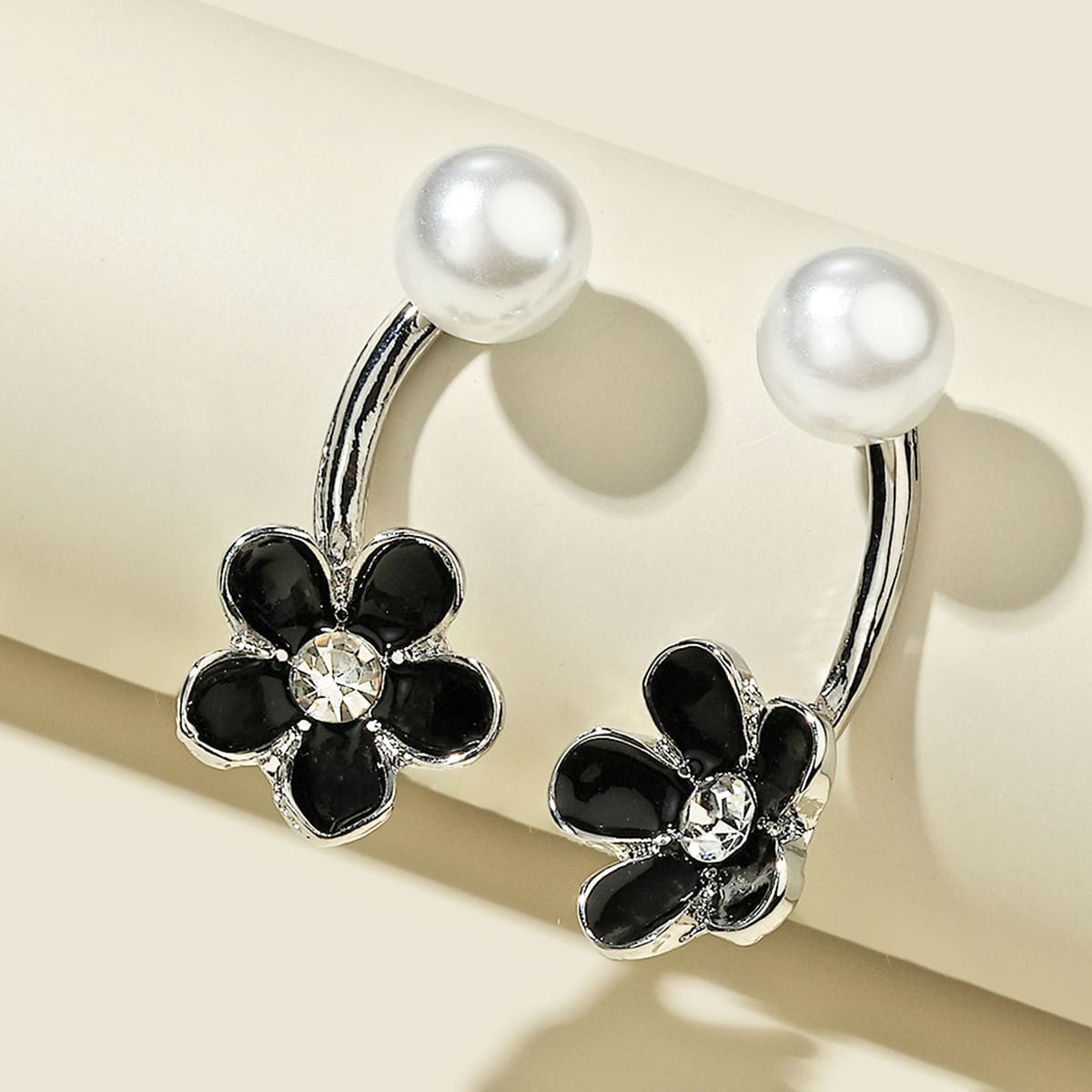 

Faux Pearl Flower Earring Jackets, Black