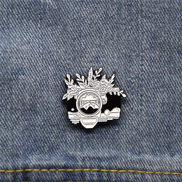 

Creative Camera Design Brooch, Black and white