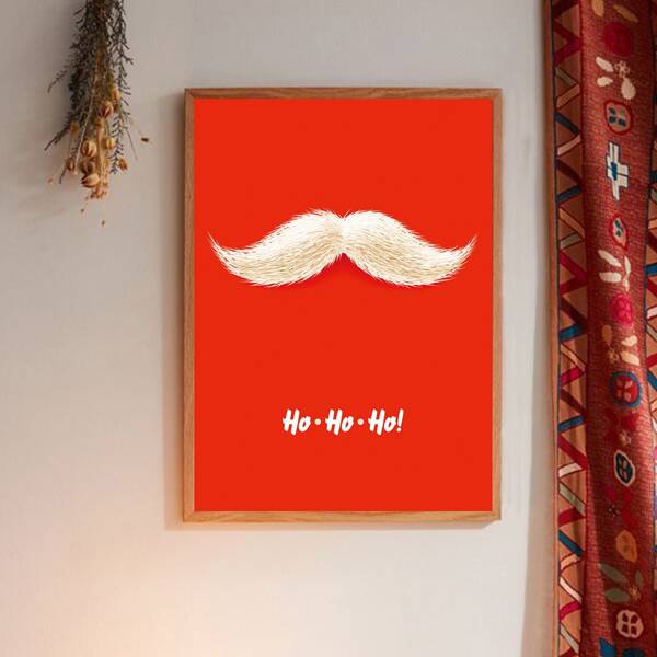 

Christmas Beard Print Wall Painting Without Frame, Red