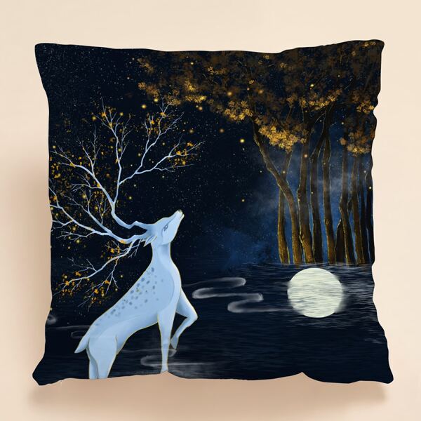 

Elk Print Cushion Cover Without Filler, Multicolor