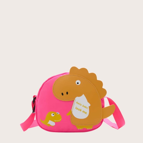 

Girls Cartoon Dinosaur Pattern Crossbody Bag, Hot pink