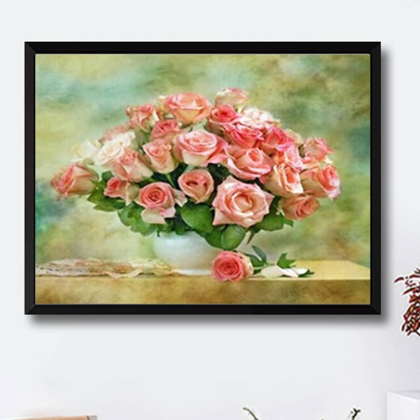 

Rose Print DIY Diamond Painting Without Frame, Multicolor