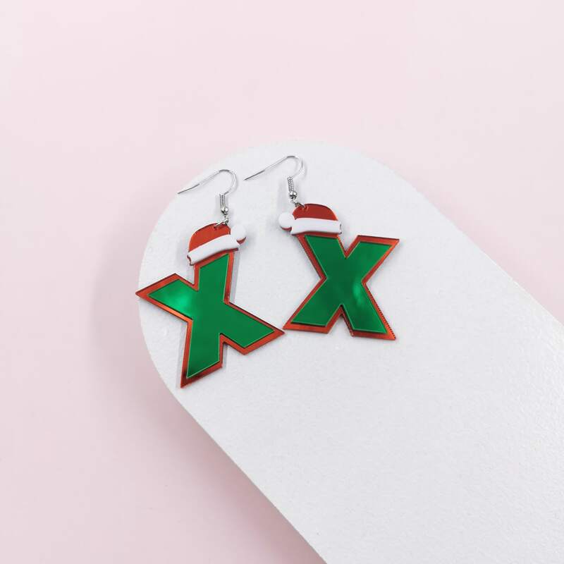 

Christmas Hat Letter Drop Earrings, Multicolor