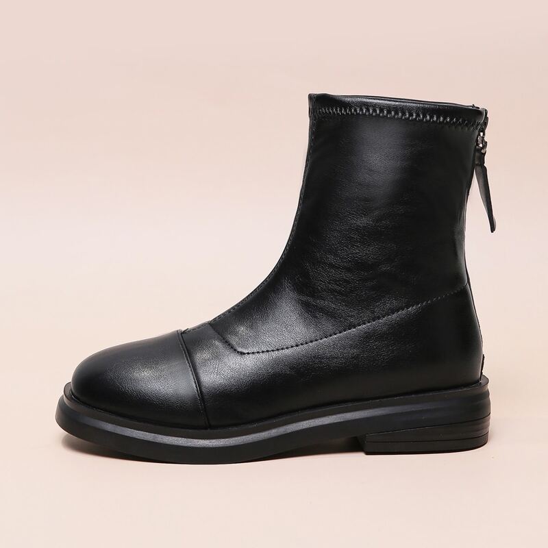 

Round Toe Ankle Boots, Black