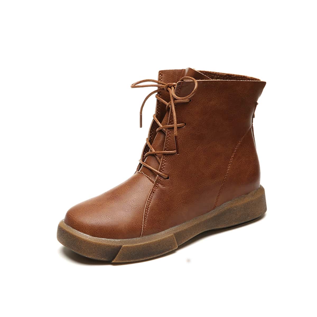 

Minimalist Lace-up Combat Boots, Brown