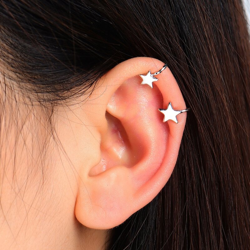 

1pc Star Design Ear Cuff, Silver
