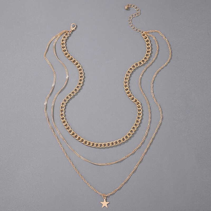

Star Layered Chain Necklace, Gold