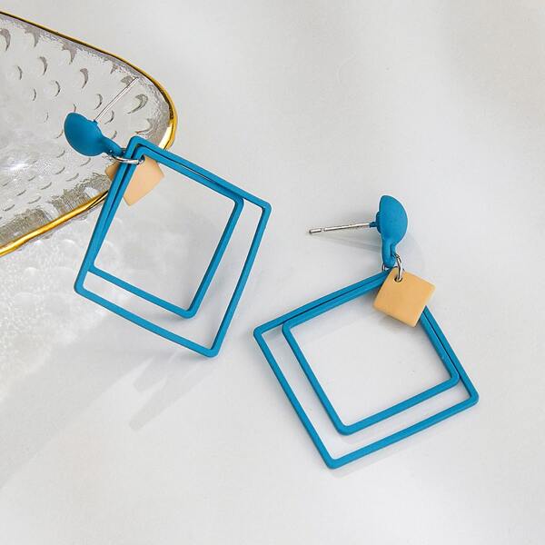 

Two Tone Geo Drop Earrings, Multicolor