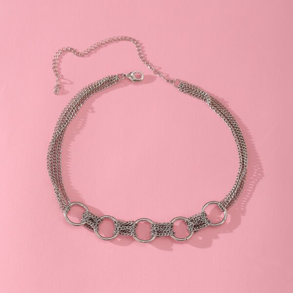 

Round Decor Necklace, Silver