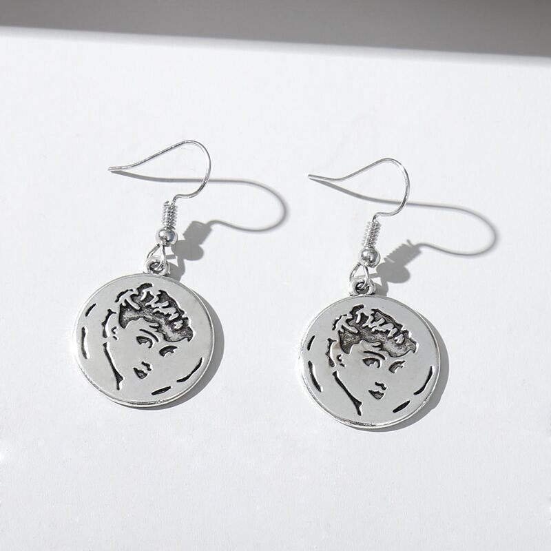 

Figure Engraved Drop Earrings, Silver