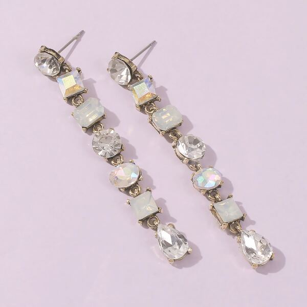 

Rhinestone Decor Drop Earrings, White