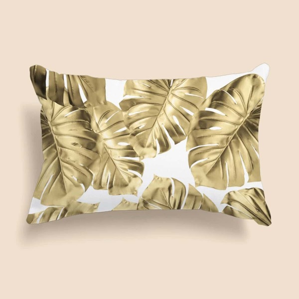 

Leaf Print Lumbar Pillow Cover Without Filler, Multicolor