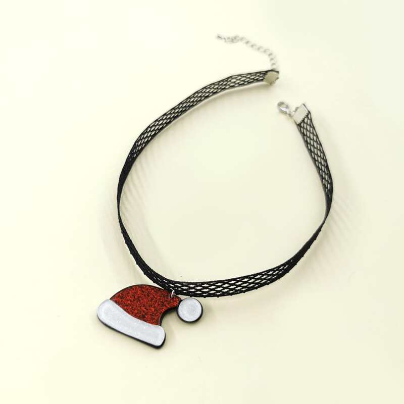 

Christmas Hat Charm Necklace, Red