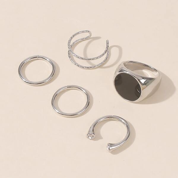 

5pcs Hollow Out Ring, Silver