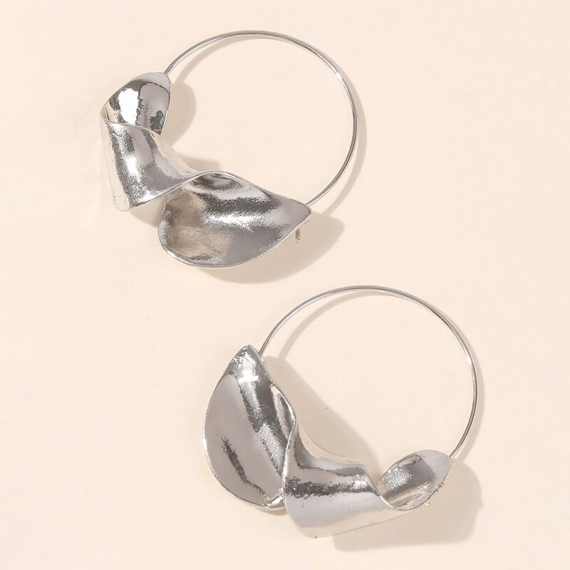 

Abstract Hoop Earrings, Silver