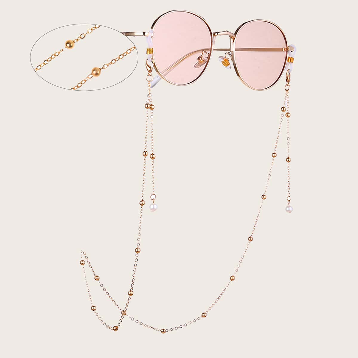 

Faux Pearl Pendant Glasses Chain, Gold
