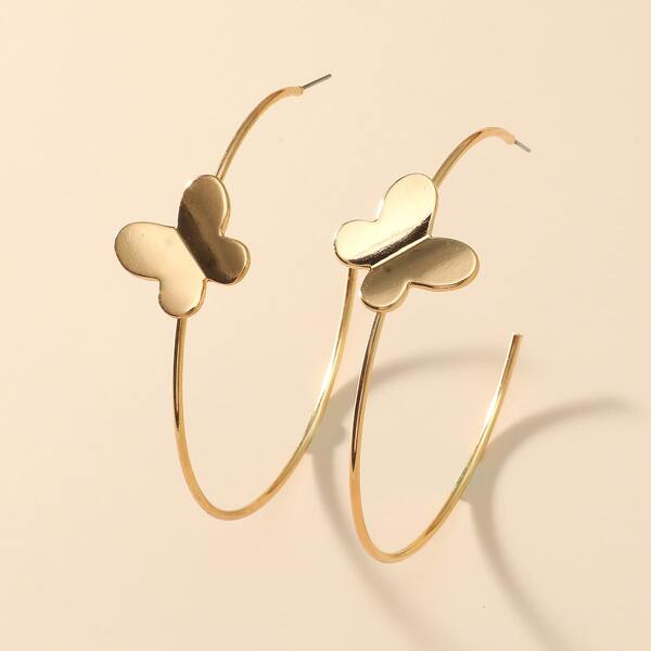 

Butterfly Decor Cuff Hoop Earrings, Gold