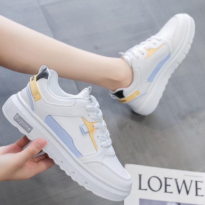 

Colorblock Lace-up Skate Shoes, White