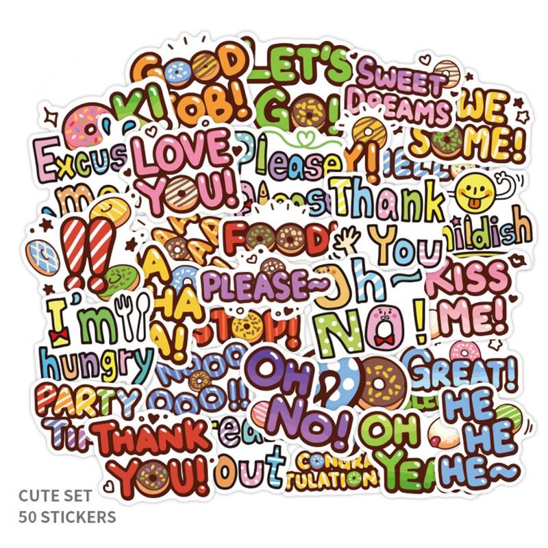 

50pcs Letter Graphic Sticker, Multicolor