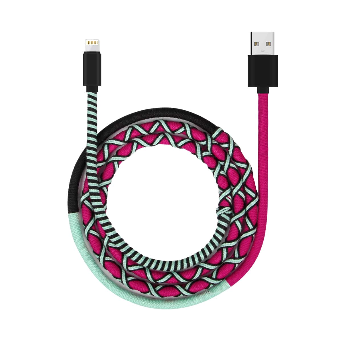 

1pc iPhone Rope Braided Charge Cable, Hot pink