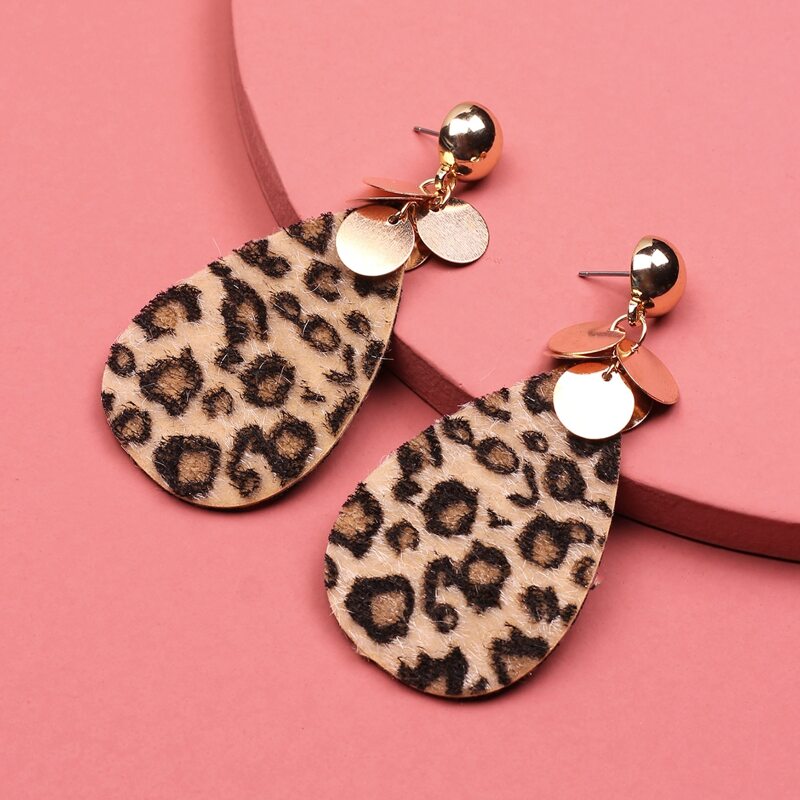 

Leopard Pattern Waterdrop Drop Earrings, Multicolor