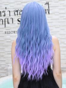 Natural Long Curly Wig With Bangs - Ombre - View 2