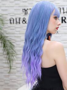 Natural Long Curly Wig With Bangs - Ombre - View 5