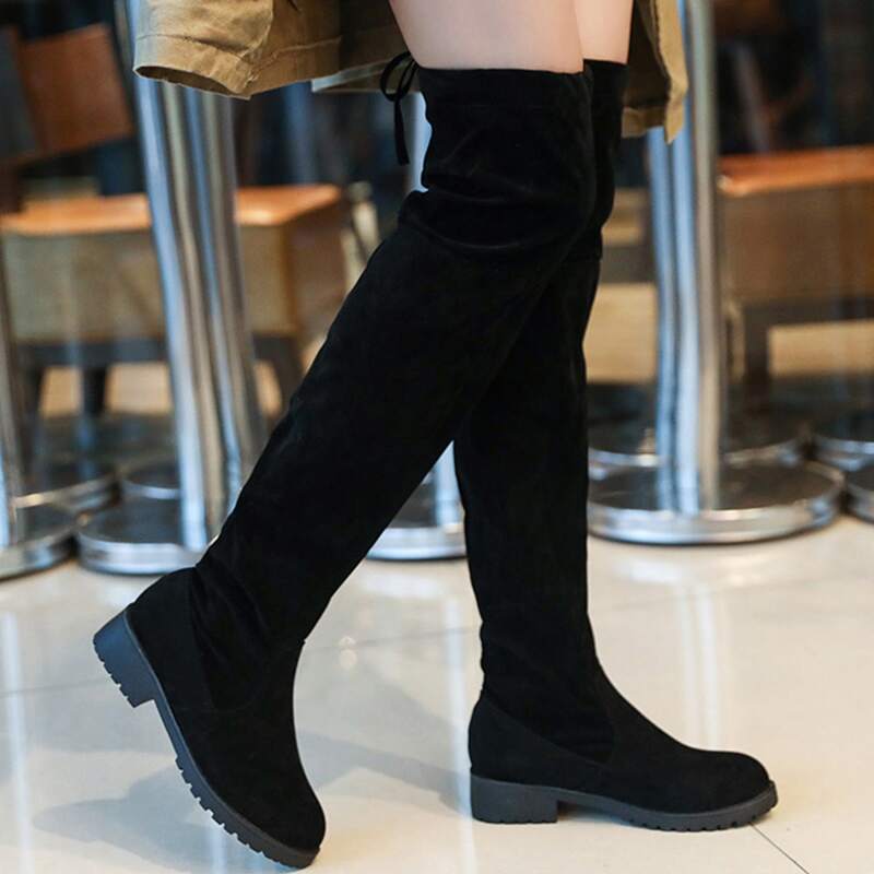 

Solid Over The Knee Boots, Black