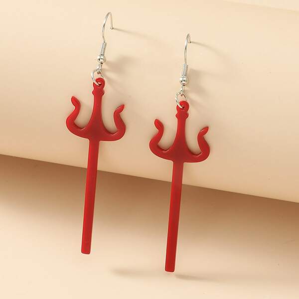 

Trident Charm Drop Earrings, Burgundy